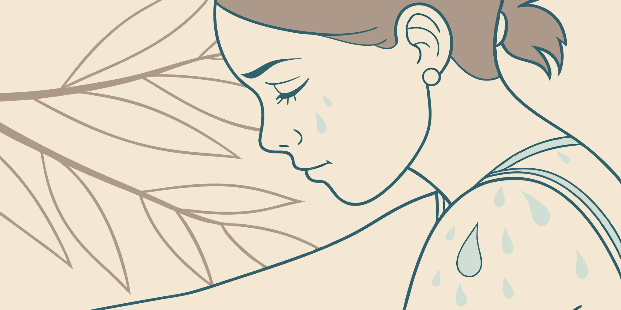 Sweat droplets on tattooed skin.