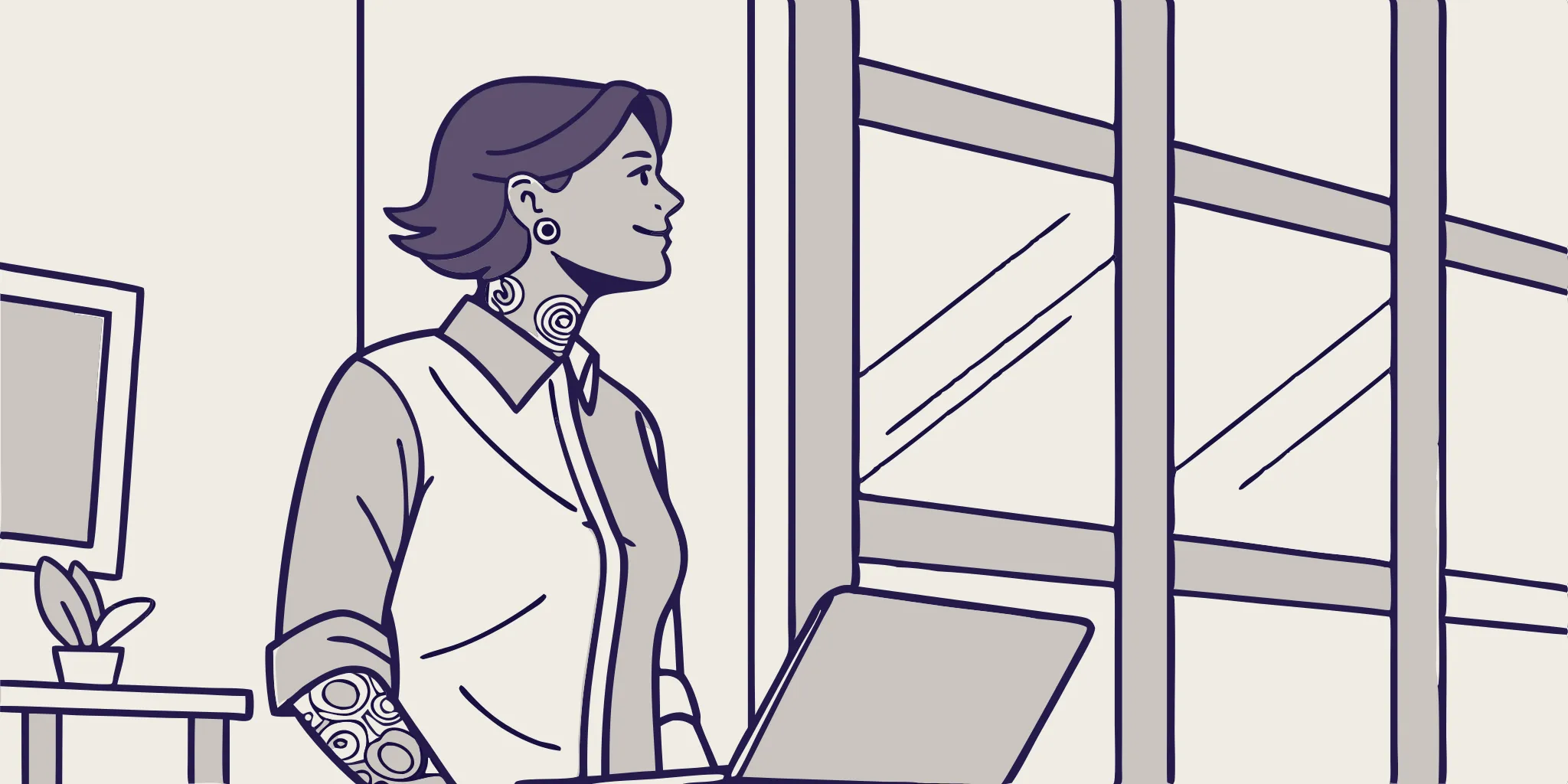 Tattoos and workplace laptop use.