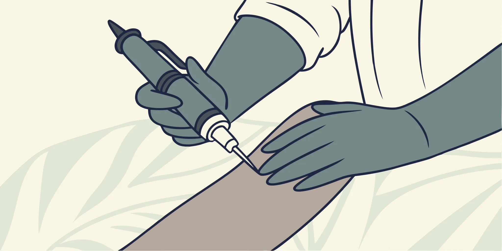 First tattoo tips: Artist applies tattoo machine to arm.