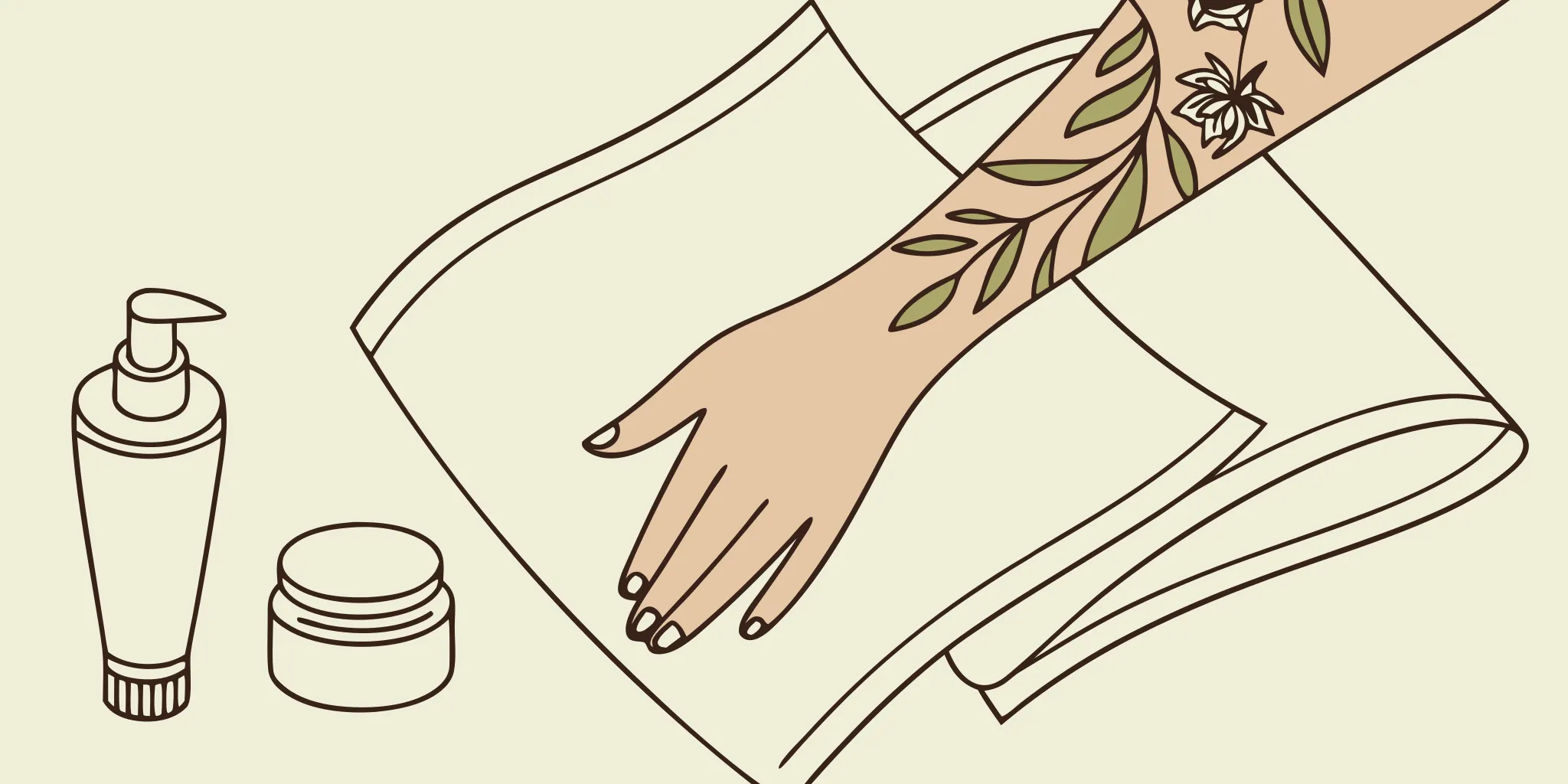 Tattoo aftercare kit: lotion, cleanser, and towels.