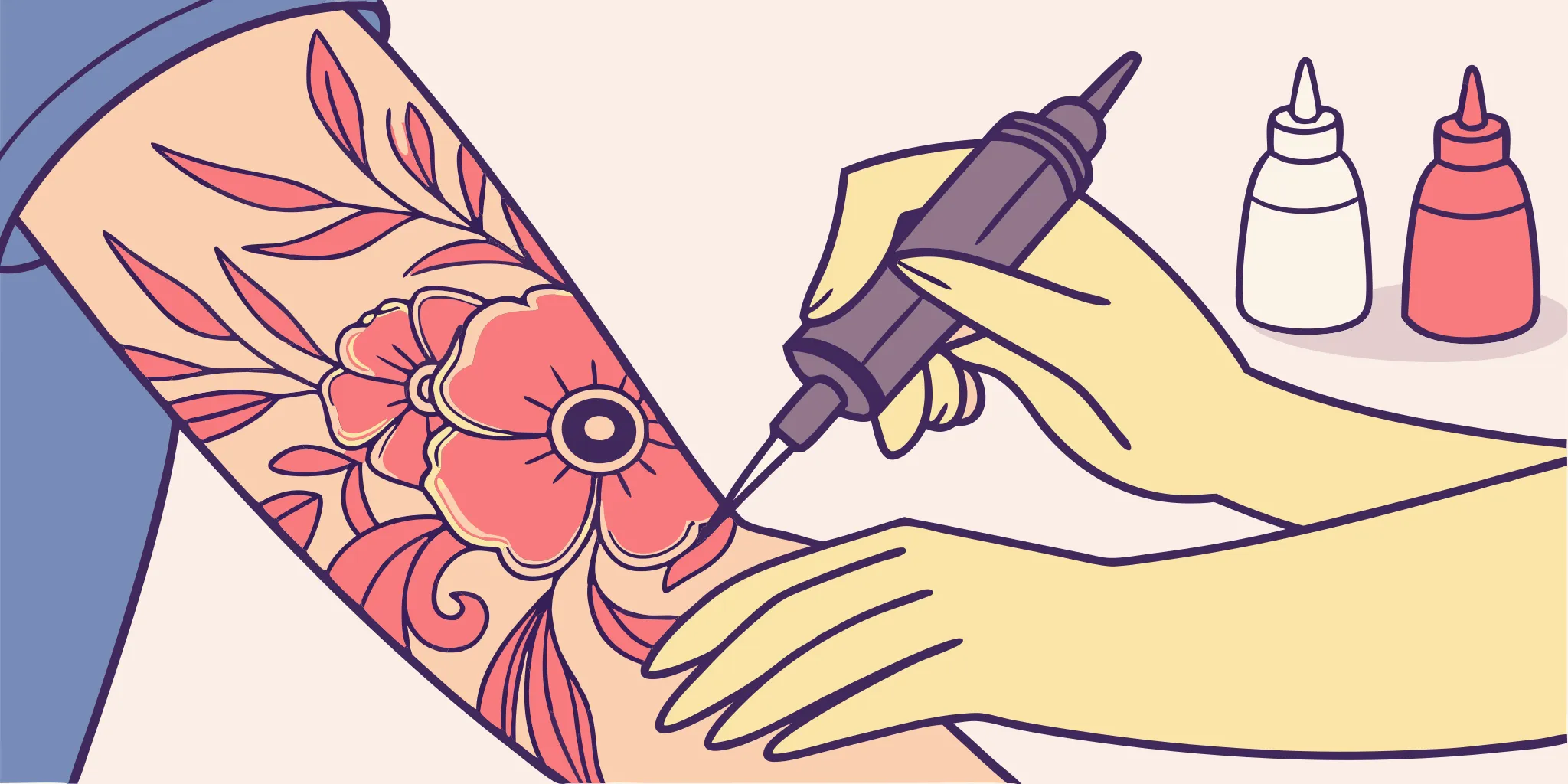 Floral tattoo covering up old ink.